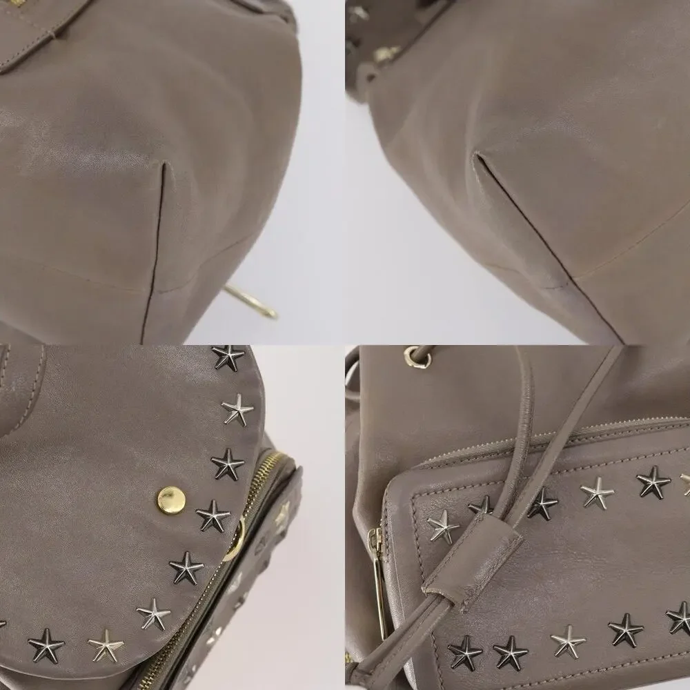 Jimmy Choo Leather Studs Backpack Beige